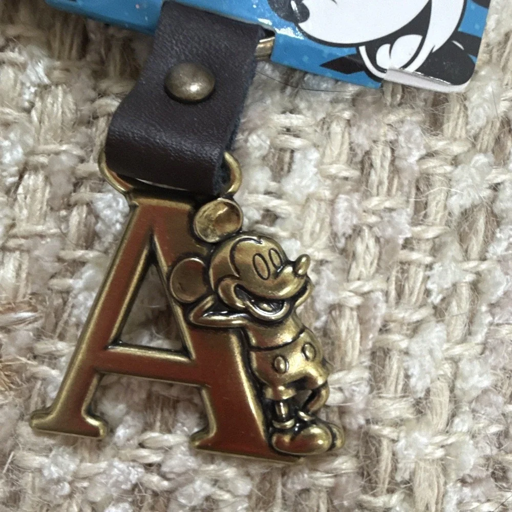 Disney Mickey Mouse Brass Initial A Keychain